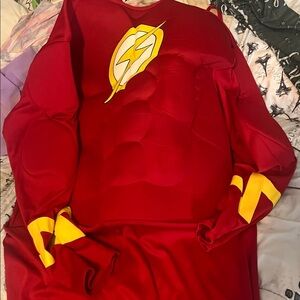 Red Superhero Flash Costume with Yellow ⚡️ Lightning ⚡️ Bolt